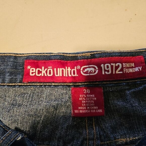 Ecko Unlimited jean shorts 1972 denim foundry men's 38 Pre-owned - Picture 3 of 5